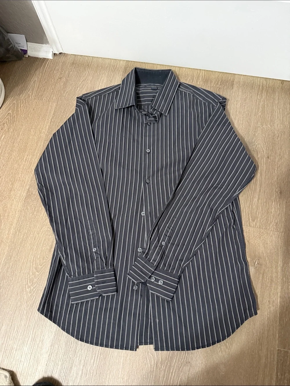 Banana Republic Charcoal Black Pinstripe Dress Shirt